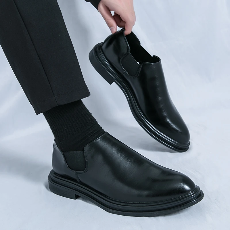Fashion leather men casual shoes slip on flats handmade loafers classic mens formal dress business shoes moccasins