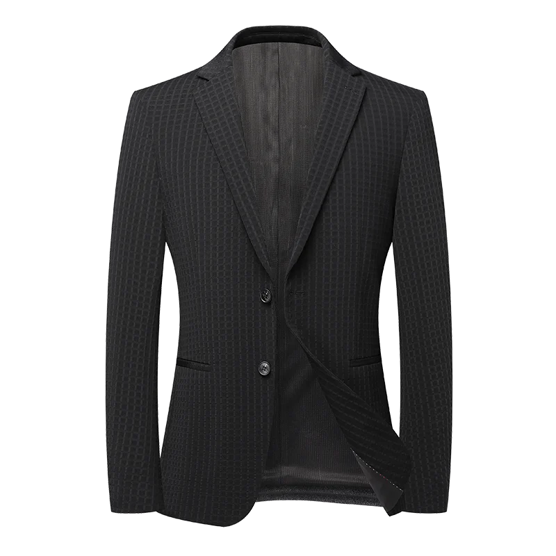 

The four seasons of boutique trend handsome high-end business new small check dark check solid color micro elastic suit jacket