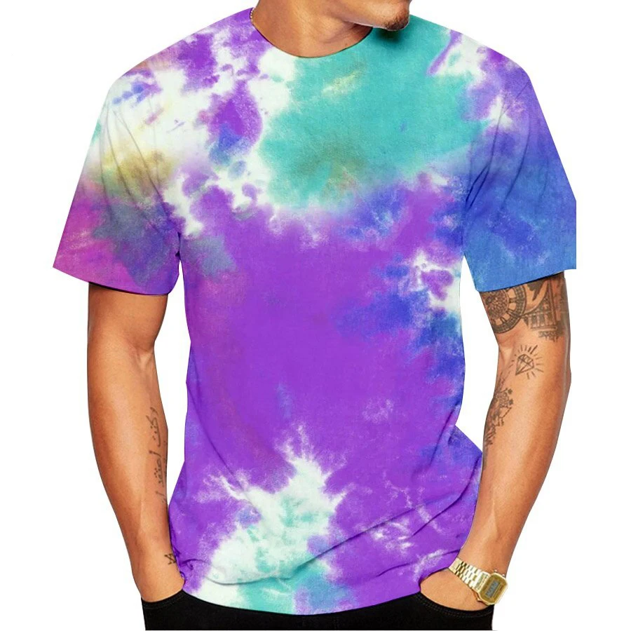 Tie Dye 3D Print Short Sleeve T Shirt