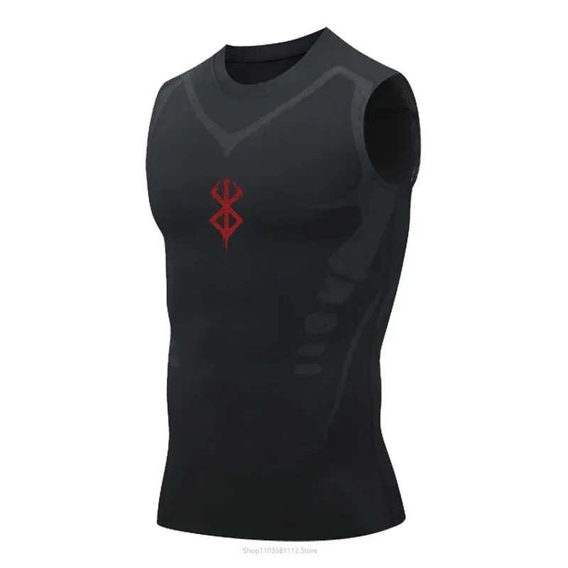 Berserk Anime Compression Sleeveless Shirt Men Gym Fitness Manga Basketball Vest Mesh Quick Drying Tight Tank Top Summer