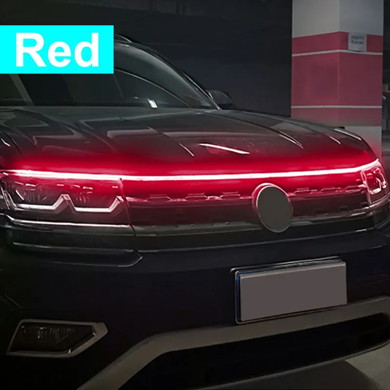 SEAMETAL Автомобільна світлодіодна стрічка на капоті Динамічне сканування Start Up Комплекти капоту 70-дюймові червоні/білі/блакитні водонепроникні світлодіодні стрічки