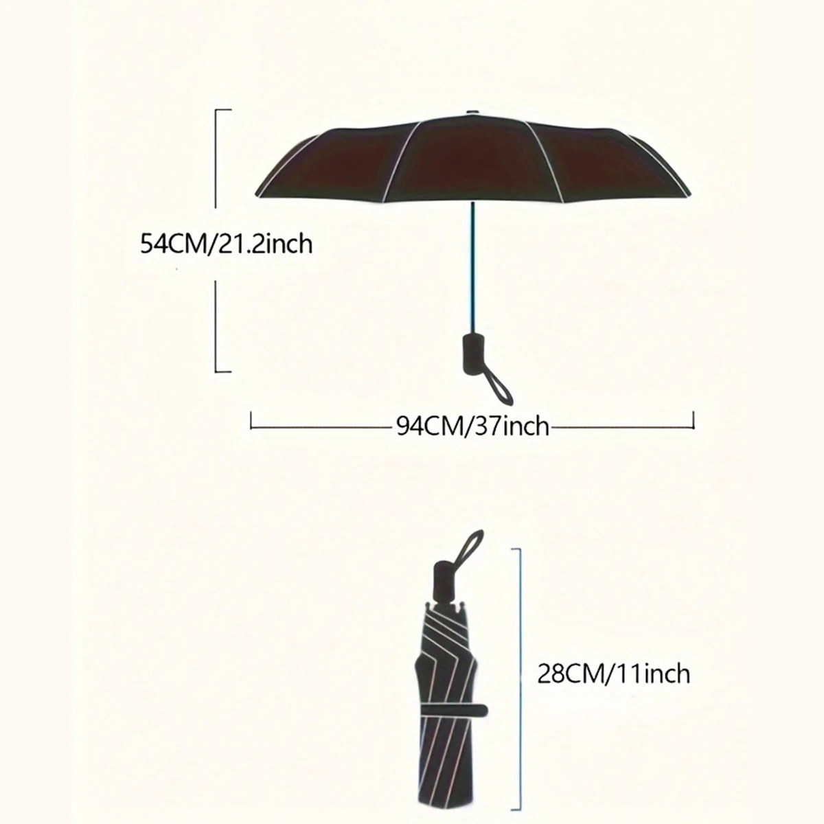 Triple Fold Rainproof Transparent Umbrella