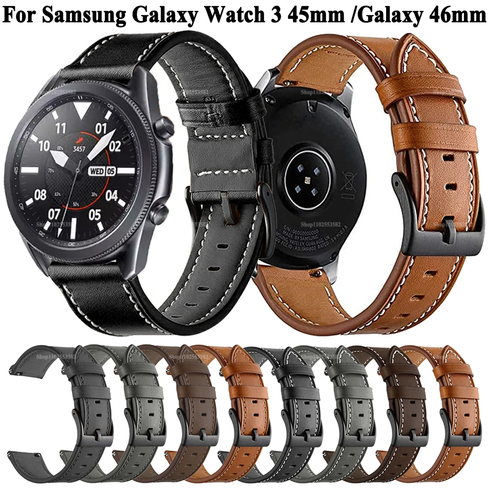 

Ремешок кожаный для Samsung Galaxy Watch 3, браслет для наручных часов 46 мм Gear S3 Frontier, 45 мм 22 мм