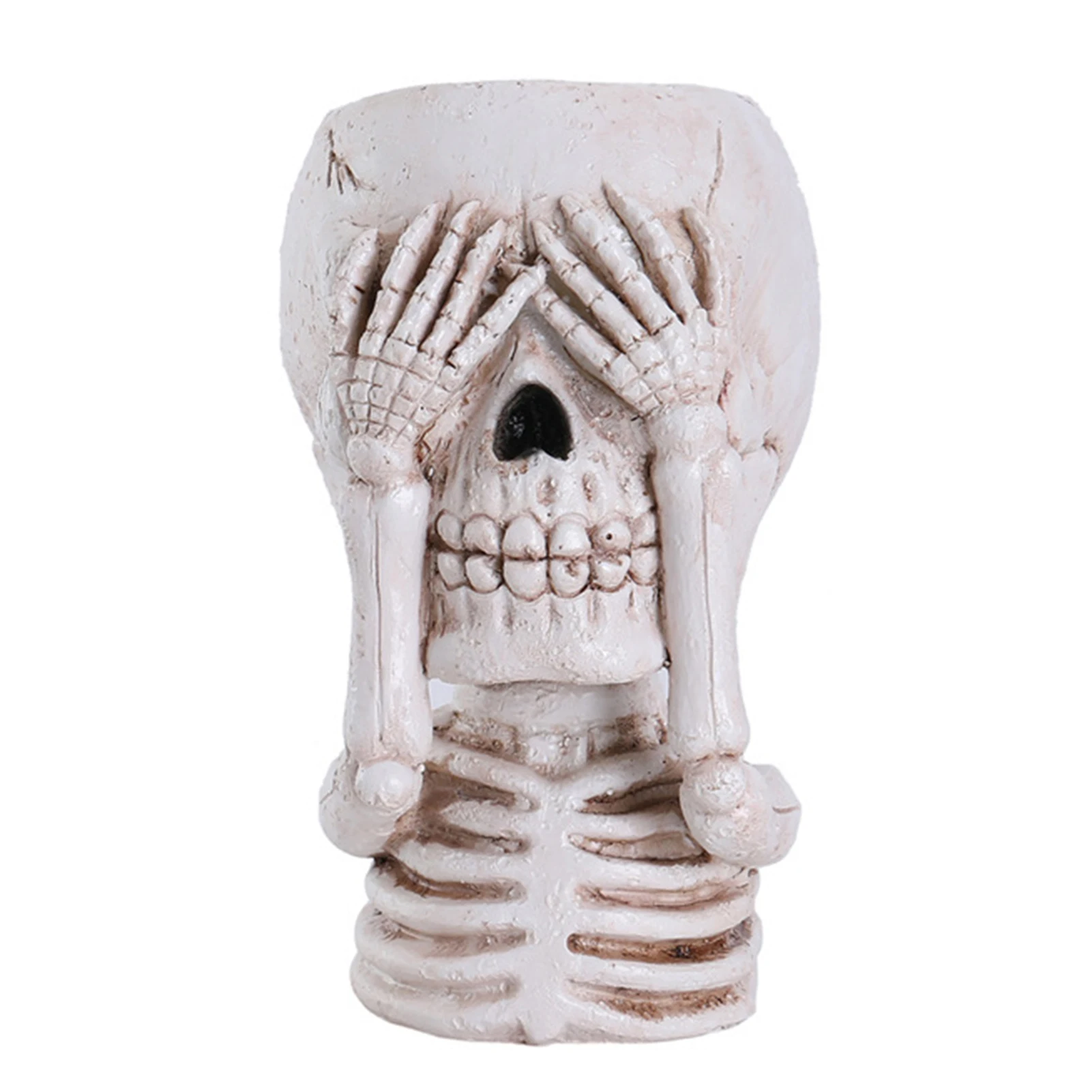 Alvinlite Vaso Teschio Di Halloween In Resina - Grande Porta Piante Originale, Ciotola Caramelle E Decorazione Artigianale Per Scrivania O Ufficio