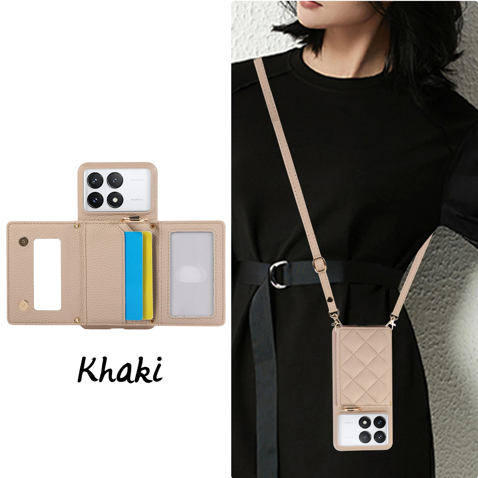Étui portefeuille en cuir avec porte-cartes et anneau pour Xiaomi Redmi Note 13 Pro Plus 12 13C 13T POCO X6 NEO Triple Fold Cover_voghion.com