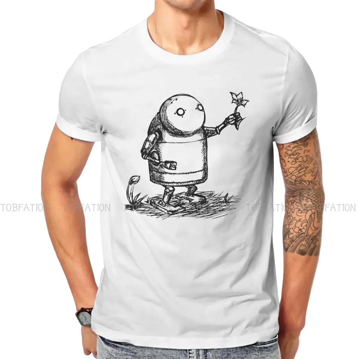 

NieR Automata Emil Flower T Shirt Harajuku Gothic Polyester Men's Tshirt O-Neck Short Sleeve