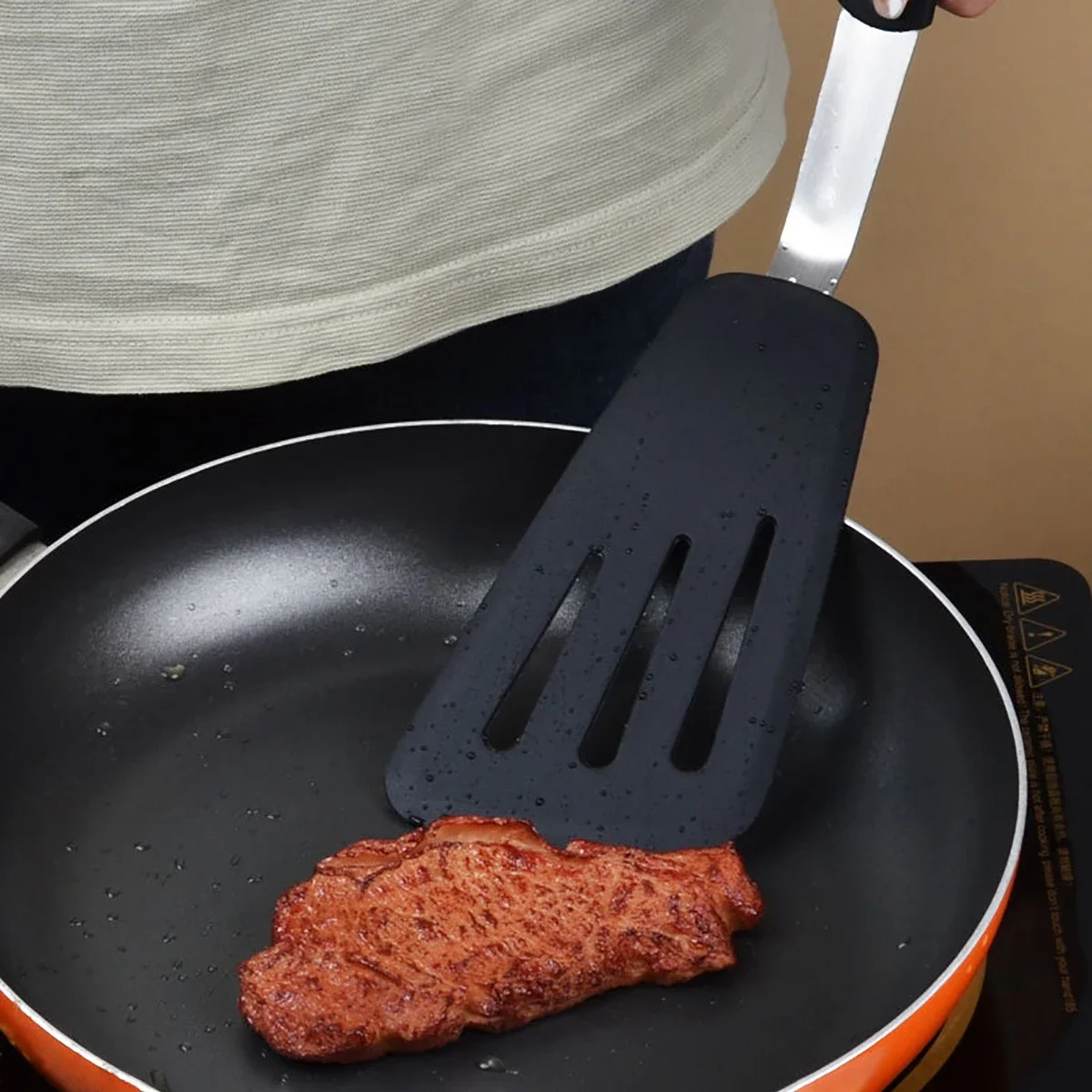 Frying Shovel Leaking Shovel Cooking Utensils Stainless Steel Silicone Kitchenware Set Fried Fish Steak Spatula Cooking Tool Set