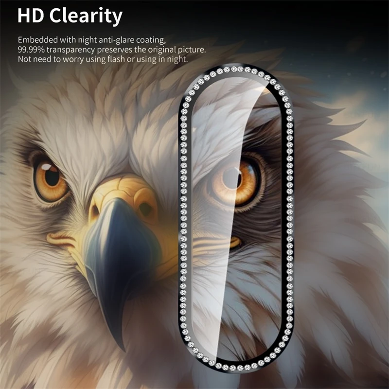 Luxury Diamond Metal Ring Case with Tempered Glass Camera Lens Protector
