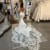 LORIE Sexy V Neck Mermaid Wedding Dresses Backless Satin Sleeveless Bride Dress Elegant Lace Modest Wedding Gowns 2023Customized 1