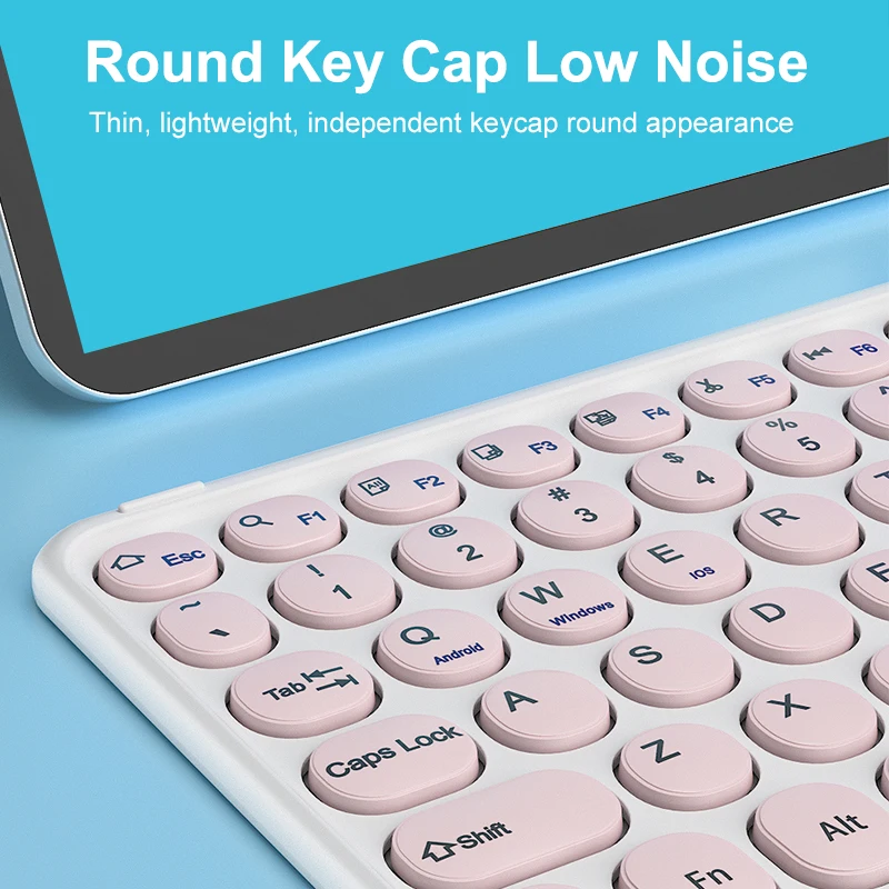 Wireless Keyboard Bluetooth-compatible Keyboard Slient Rechargeable Round Key Keypad With Touchpad For Android IOS Windows PC