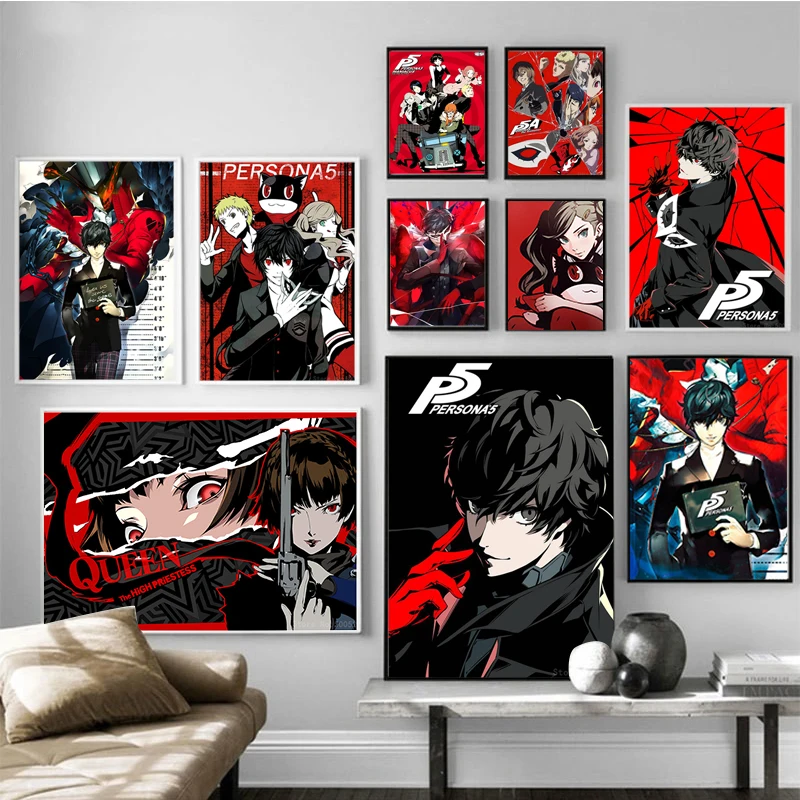 Persona 5 poster de vídeo game anime dos desenhos animados criança pintura  cópias da arte da