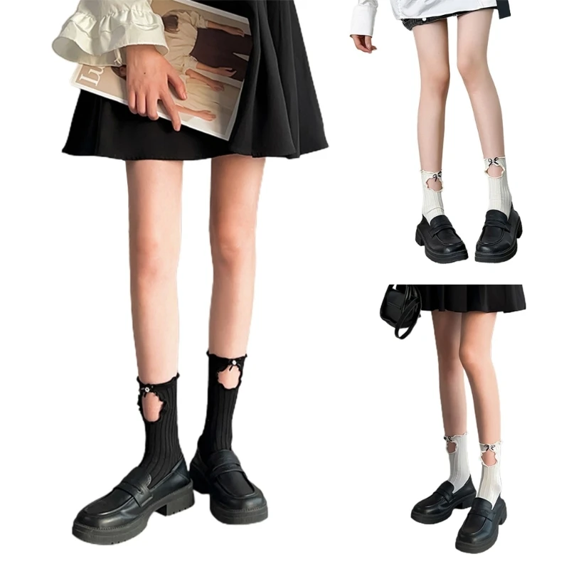 

Короткие чулки с вырезами однотонные Y2K короткая одежда для женщин и девочек Летняя T8NB