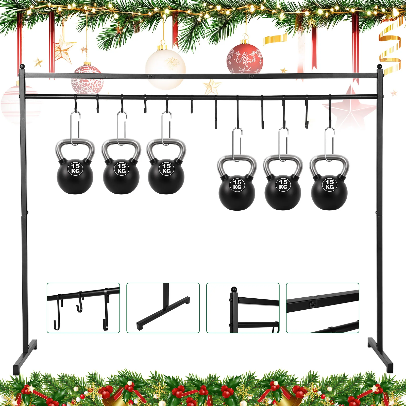 Christmas Metal Holiday Decor Hanger with 12 Hooks Floor-Standing Stocking Stand Floor Metal Stocking Hangers for Home Floor