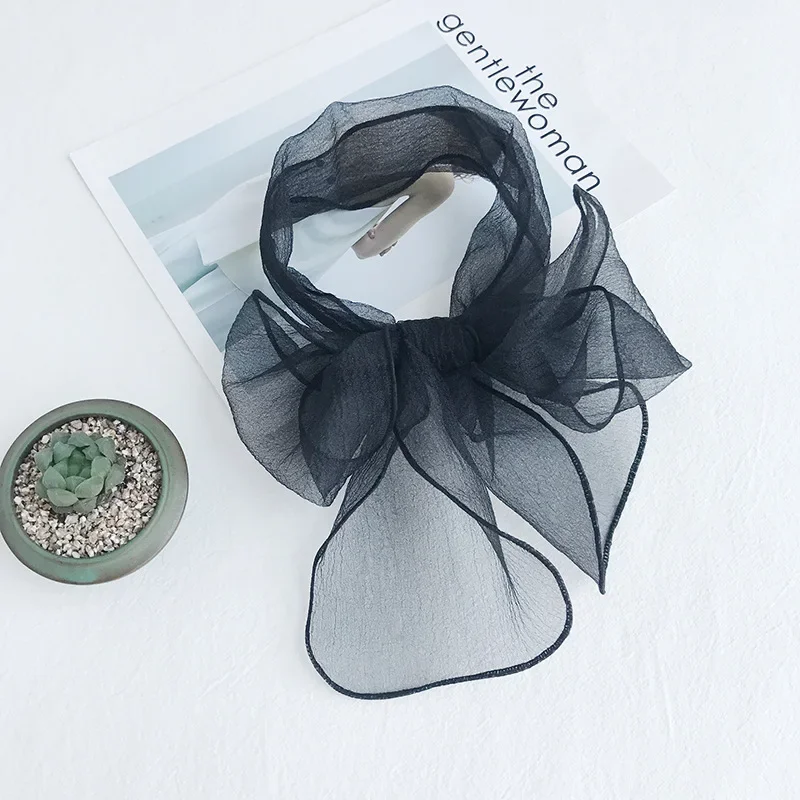 140cm Spring Scarf Transparent Women's Silk Scarf Fashion Lady Square Scarves Soft Shawls Pashmina Solid Color Bandana Headband 6