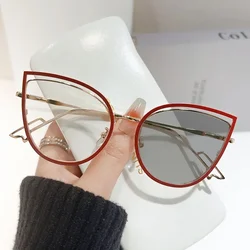 Stylish Photochromic Cat Eye Eyeglasses with Blue Light Blocking Technology (Red(gray))