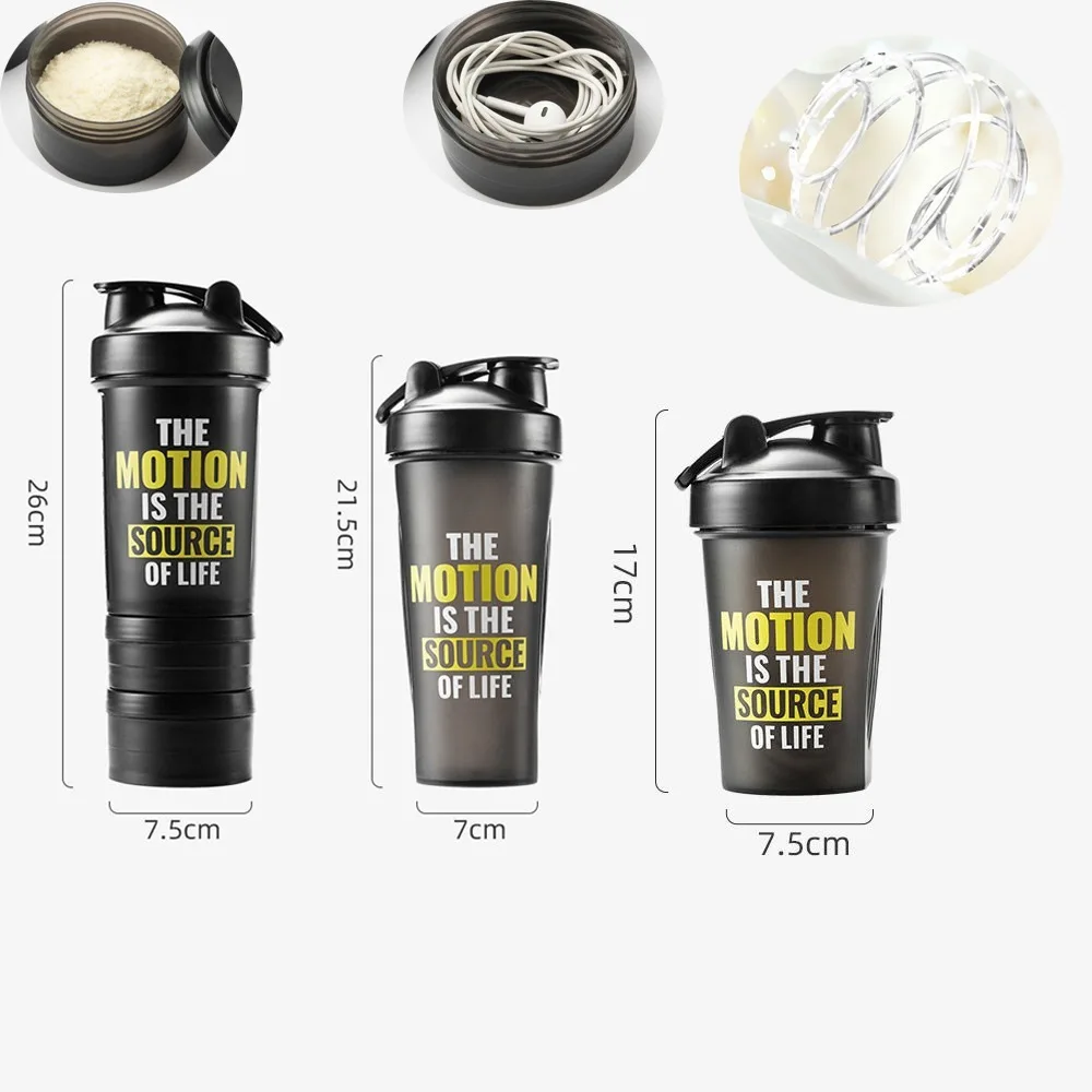 Protein Powder Shaker Cup 400/600/650ml with Metal Stirrer Fitness Sports Mixing Bottle protein shaker cup