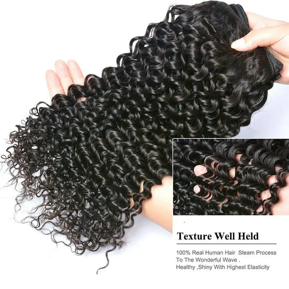 Kinky Curly Human Hair Bundles Indian Hair Curly Weave Extensions 10-30 Inch Double Machine Weft Kinky Bundles Remy