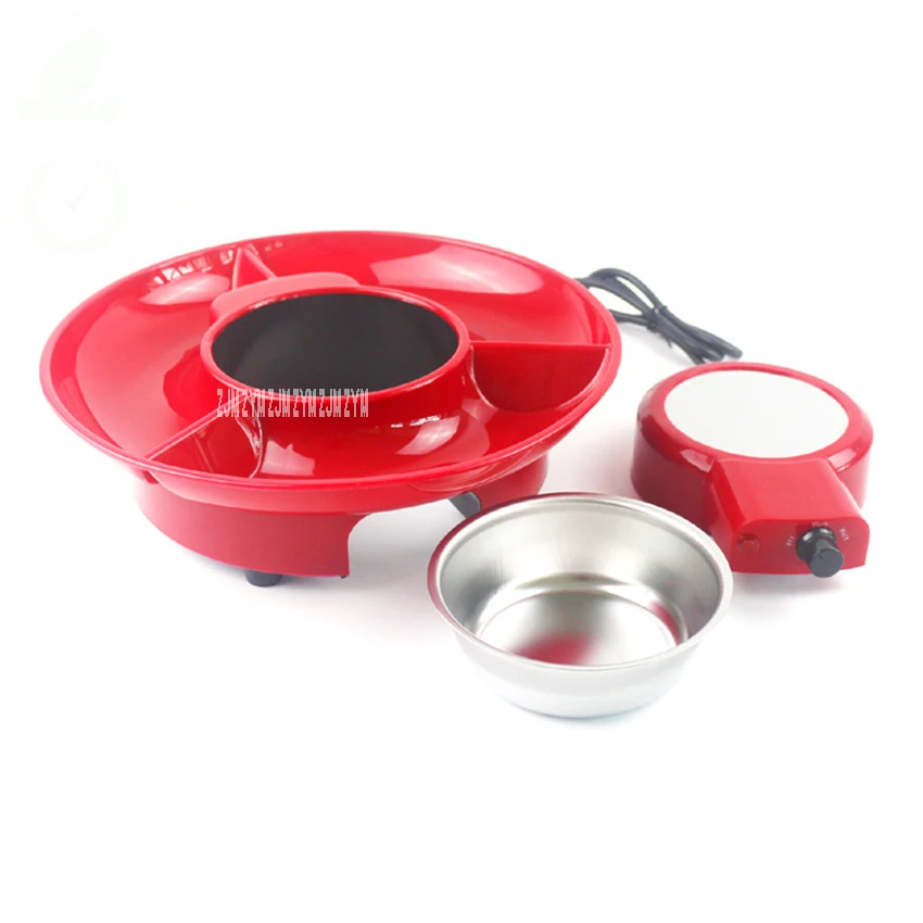 008 Chocolate Fountain Chocolate Electric Melting Pot Cheese Fondue Fountain Set 200g red/white Fusion Machine 220V