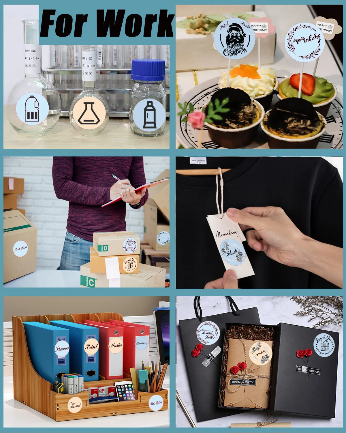 50×50mm Round Self-Adhesive Heat Sensitive Stickers for DIY Logo, Jar Labels, Name Tags - Compatible with P50, D100, D200, M110