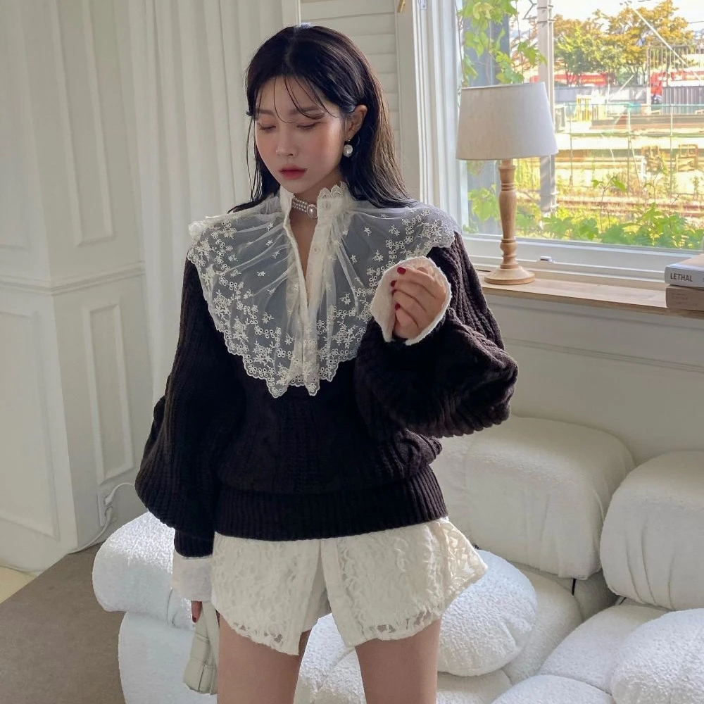 Sweater Women 2023 Autumn Winter Euro-America Style LOOSE O-Neck Vintage Full Loose Women Sweater Girls Knitted Sweater