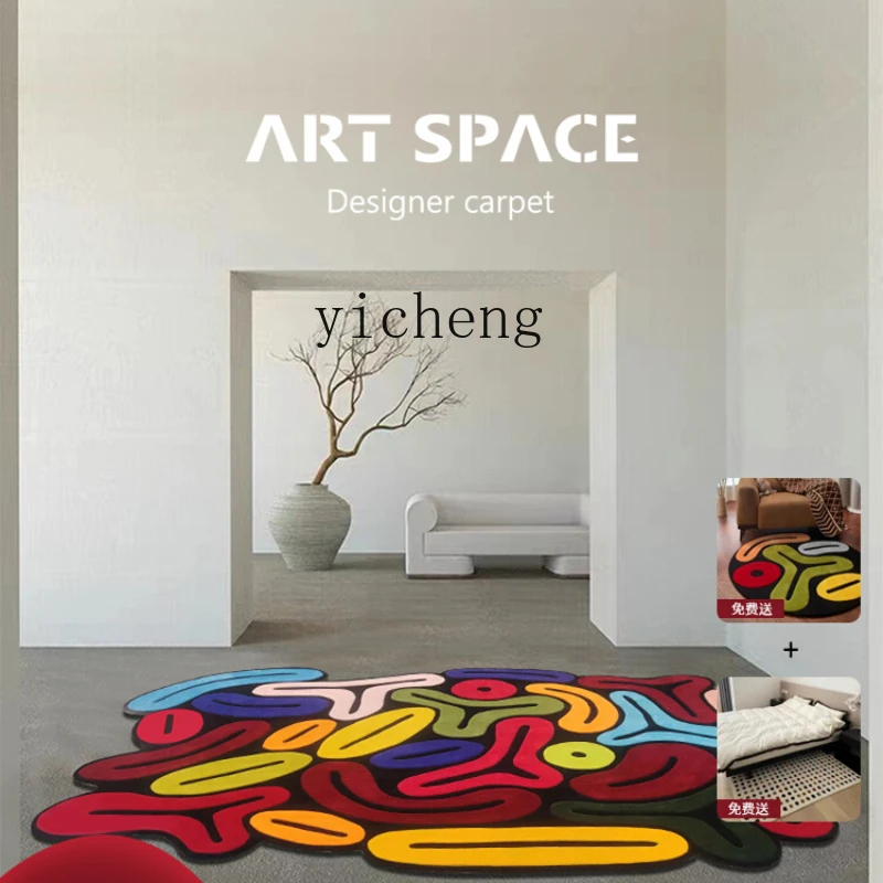 

Асимметричный цветной шерстяной ковер XL для гостиной в стиле Ins, прикроватное одеяло ручной работы для спальни, напольный коврик