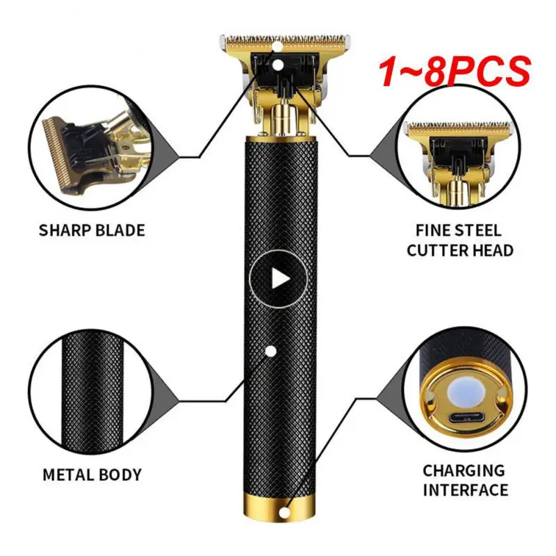 

1~8PCS T9 Hair Trimmer Barber Hair Clipper Cordless Hair Cutting Machine Beard Trimmer Shaving Machine Electric Razor Men Shaver