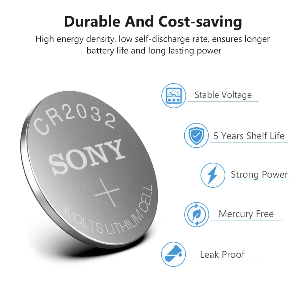 SONY 1-50Pcs CR2032 3V Lithium Button Cell Batteries BR2032 DL2032 ECR2032 CR 2032 Coin Battery Single Use For Watch Calculator