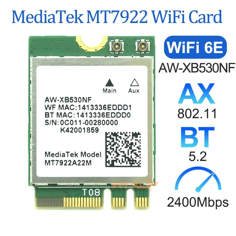 Mediatek wi fi 6e mt7922 wireless lan card 2 4g 5g 802 11ax wifi