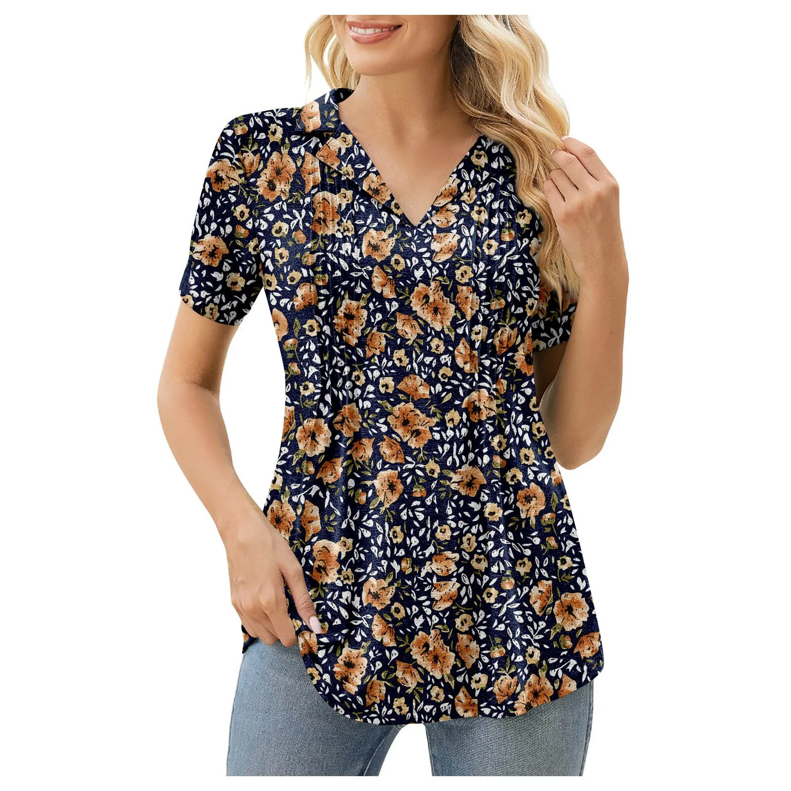 

Women'S Daily Loose Printing Versatile Short Sleeved Top Korean Reviews Many Clothes женская одежда Traf Official Store