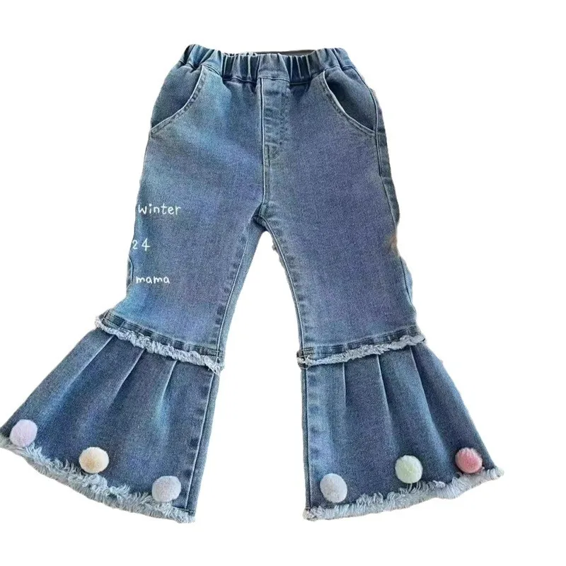 Wide Leg Baby Boy Bell Bottoms Korean Girl Jeans For Children