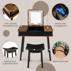 Vanity Desk w/ 3-Color Lighted Flip Top Mirror,7 Storage Compartments,Makeup Dressing Table Set Writing Desk w/ Cushioned Stool 5