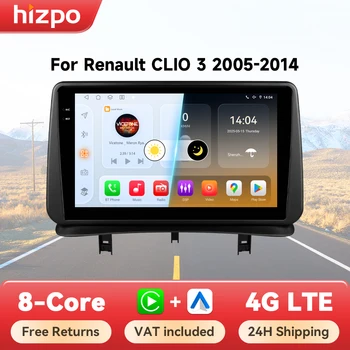 Hizpo Autoradio para Renault Clio 3 2005 2006 2007-2014 reproductor Multimedia inalámbrico CarPlay Android Auto estéreo GPS 4G 1