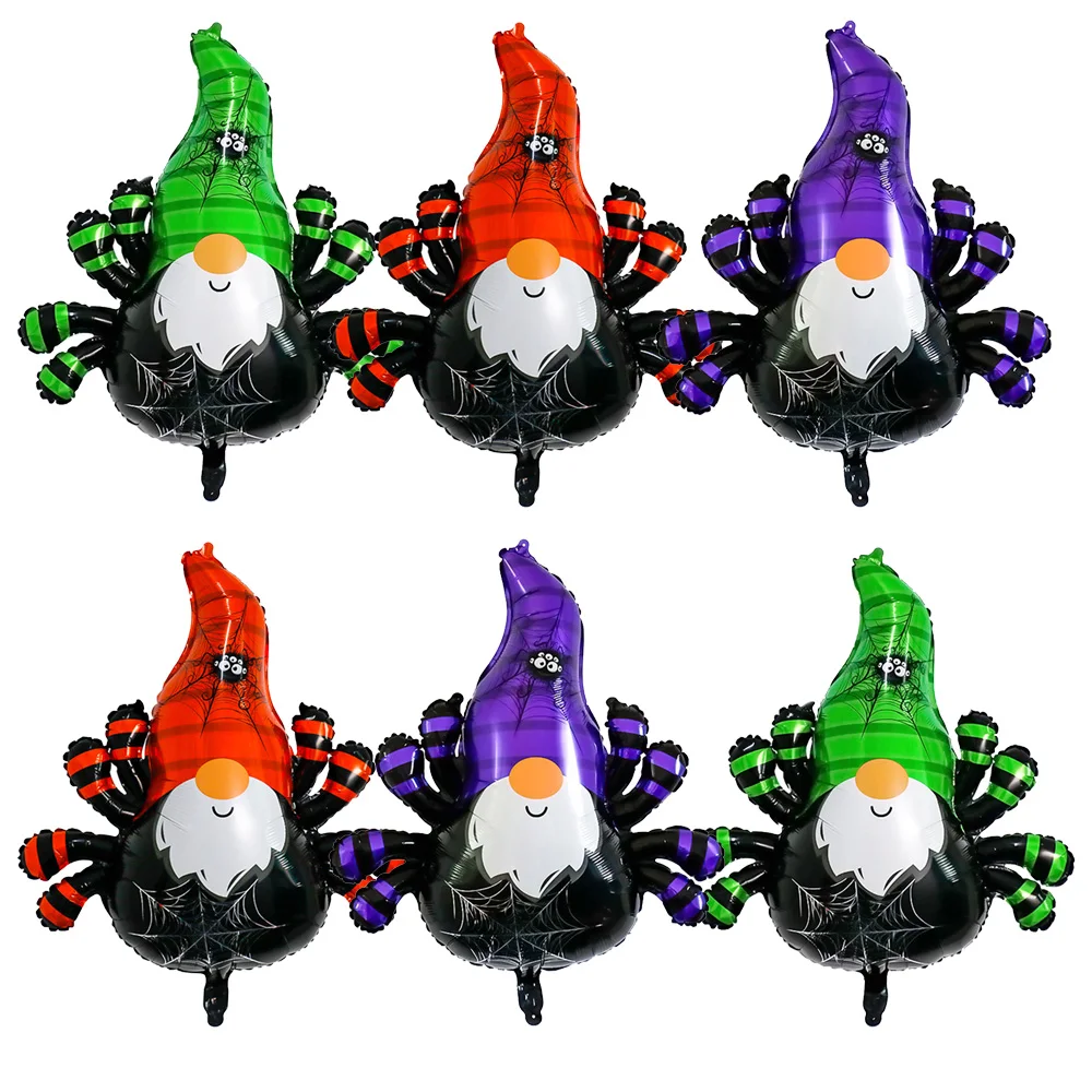 

4Pcs Halloween Spider Elf Foil Balloon Monster Head Spider Kids Toys Halloween Party Decorat Purple Orange Green