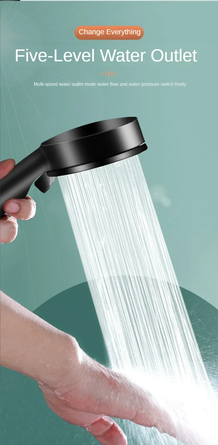Description Picture 6 of item5 Mode Pressure Boost Shower Head Multifunction Adjustable Large Water Yield Shower Nozzle Massage Shower Bathroom Accessory