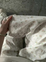 Lightweight Loose Women's Floral Pants Korean Sle Casual Straight Leg Trousers Airy Walkaround Pants Summer Outerwear