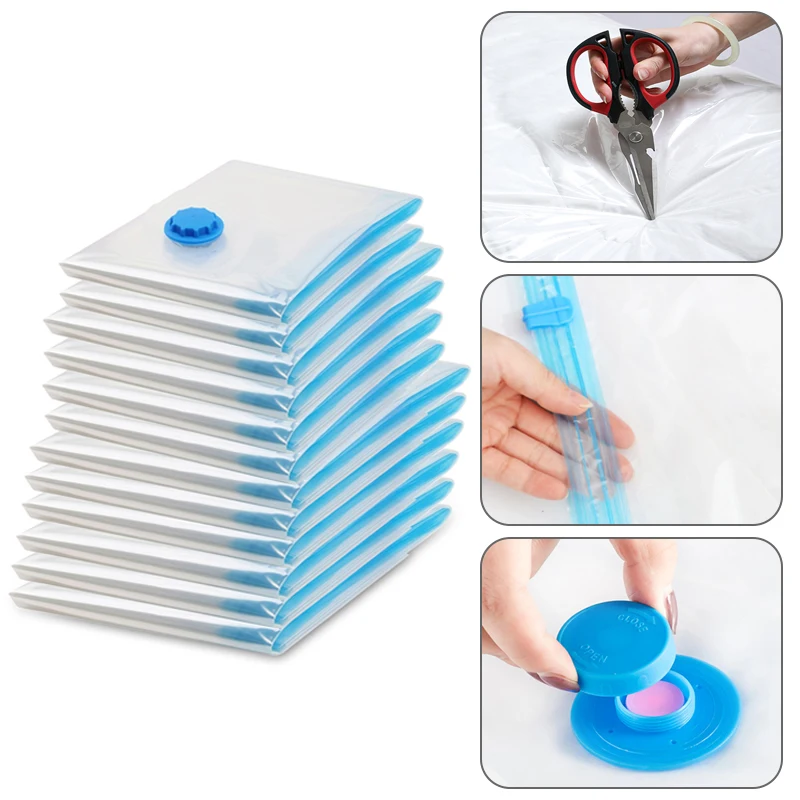 Vacuum Clothing Storage Bag folding Compression space Transparent Quilt Storage Bag Household Big Size SortingBag