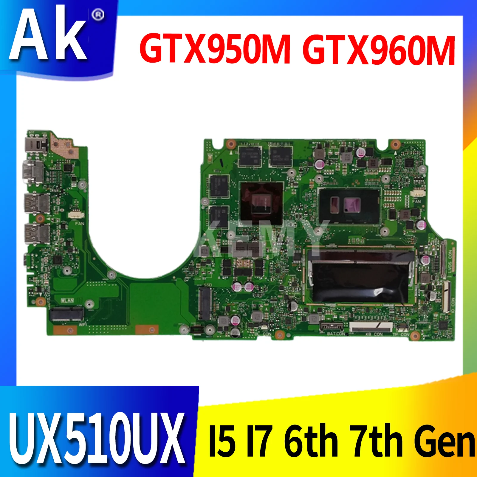 UX510UX Laptop Motherboard I5 I7 6th Gen 7th Gen CPU GTX950M GTX960M