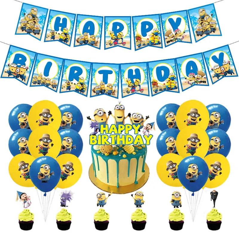 Yellow Man Cartoon Birthday Party Decorations Aluminum Foil Balloons Disposable Tableware For Kids Event Supplies Child Gifts - Image 6