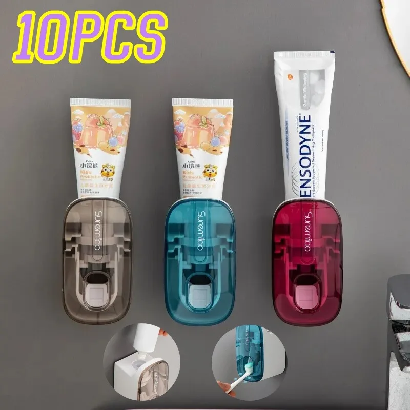 4PCS Automatic Toothpaste Dispenser Bathroom Accessories Wall Mount Lazy Toothpaste Squeezer Toothbrush Holder