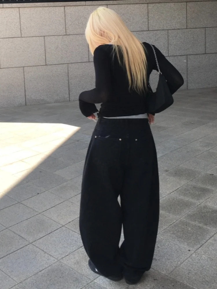 Ba Embroidered Letter Print Denim Jeans Women's Spring New Sweet Cool Spicy High Waist Slimming Long Pants Street Sle