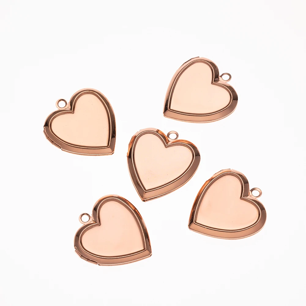 5Pcs 22mm Herzförmige Metall Können Öffnen Album Box Einsatz Foto Medaillon Anhänger Für DIY Halskette Handwerk Schmuck machen Liefert – Detail 2