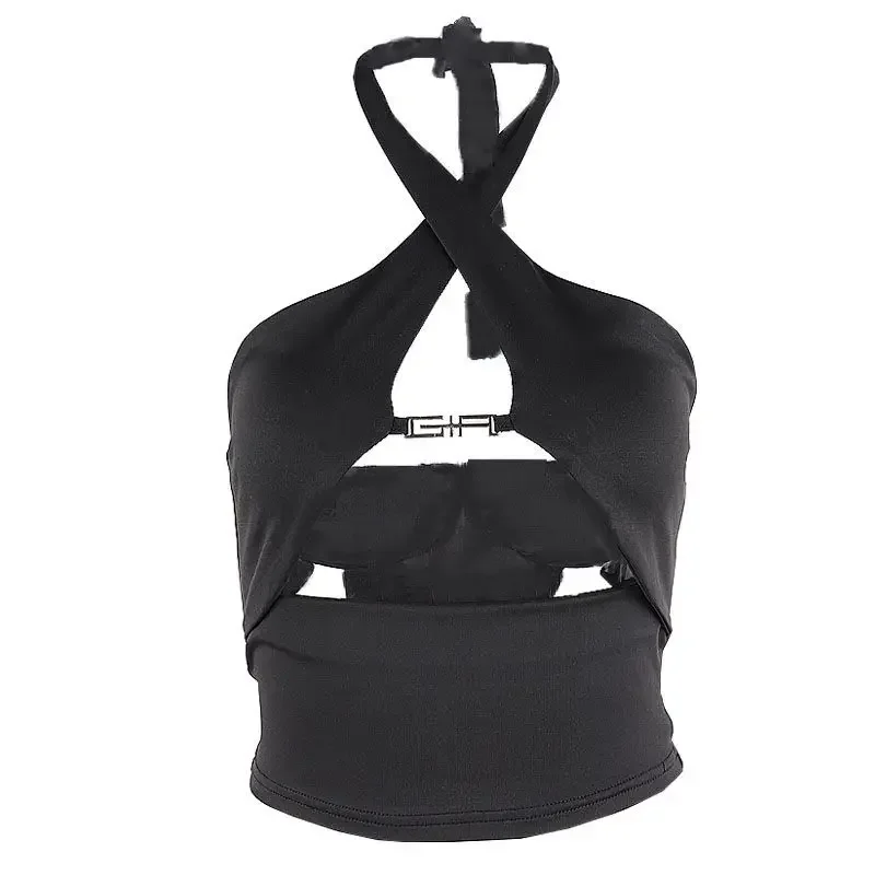 Hollow Cross Halter Backless Tank