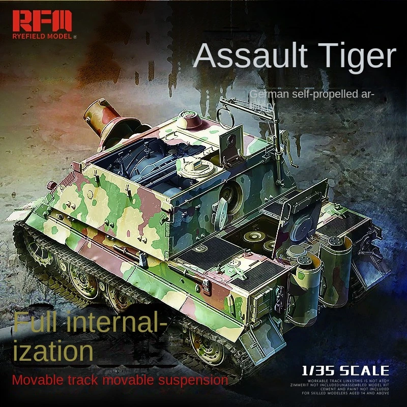 

Ryefield model RFM assembling tank model kit RM-5012 assault Tiger self-propelled gun activity track full internal structure1/35