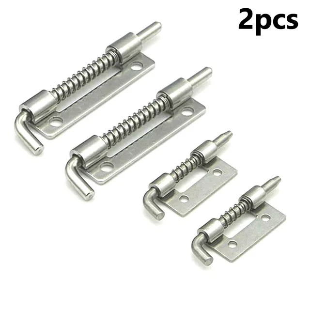 2PCS Spring Loaded Latch Pin 304 Stainless Steel Silver Window Cabinet Hinges Security Door Bolt Latch For Household Hardware 2