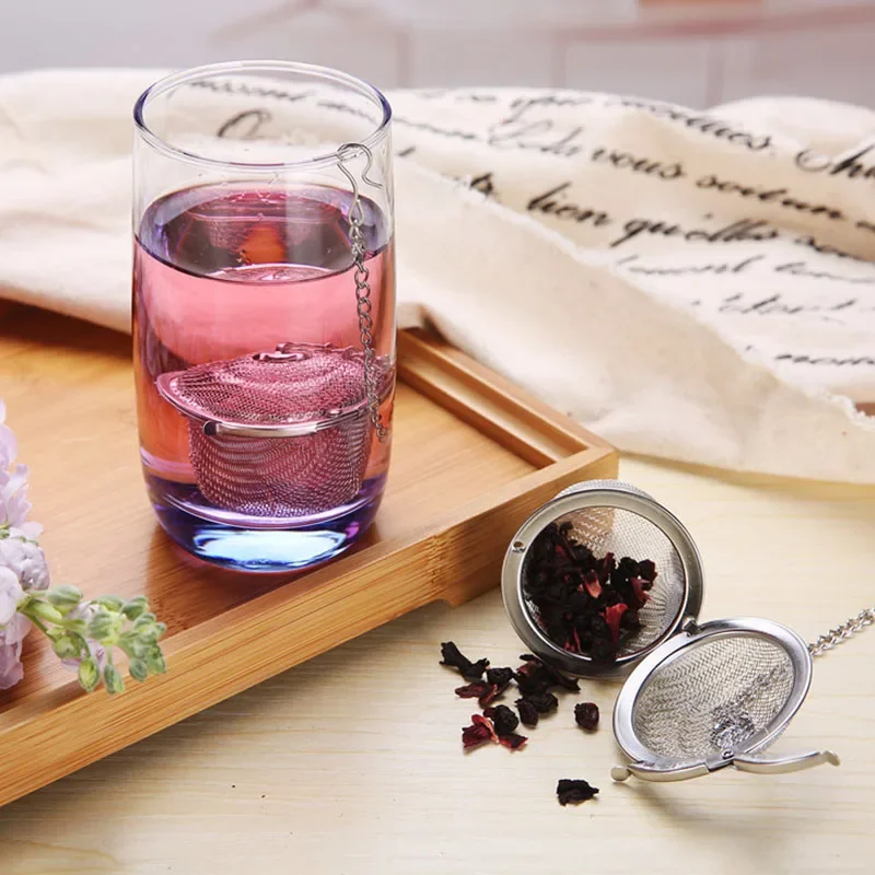 Reusable Stainless Mesh Herbal Strainer Teakettle Locking Tea Filter Infuser Spice Seasoning Ball Basket