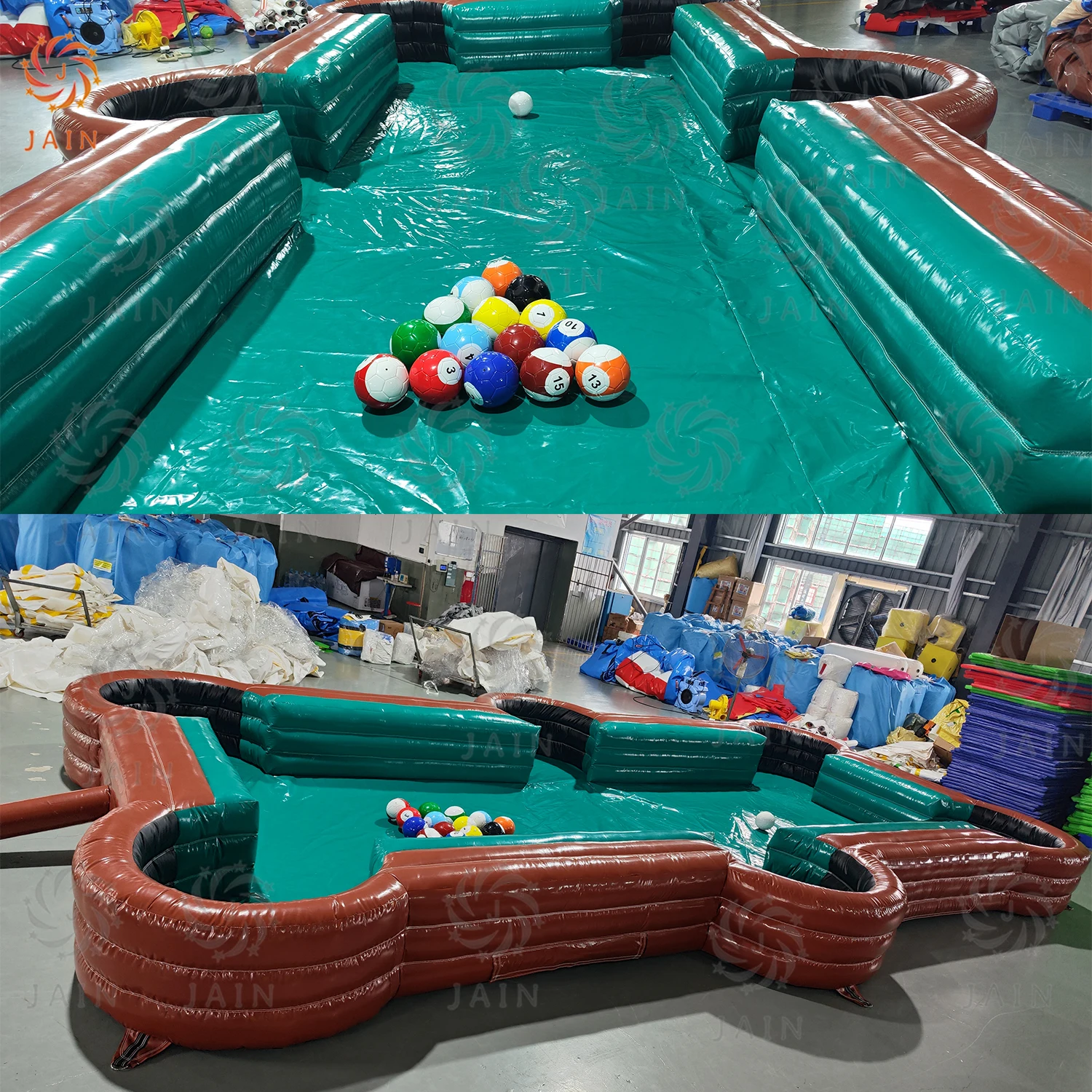8x4m PVC Giant Inflatable Snooker Football Pool Table Human Soccer Billiards Sports Field For Coporate Events Game