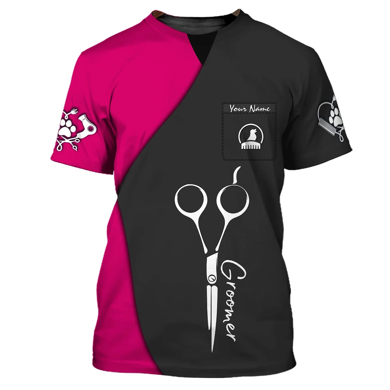 Neuestes Dog Groomer personalisiertes Sommer-T-Shirt, individuelles 3D-gedrucktes Unisex-T-Shirt, Pflege-Uniform-T-Shirt [nicht Arbeitskleidung] DW171 – Detail 27