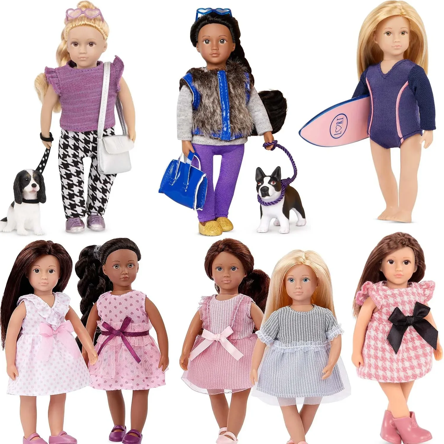 Poupées Miniatures avec Tenues et Accessoires Variés