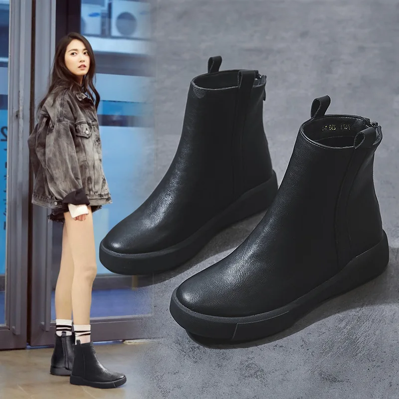 

2023 Boots children winter new Martin boots flat bottom plus velvet retro cotton boots casual all-match short boots hy-001