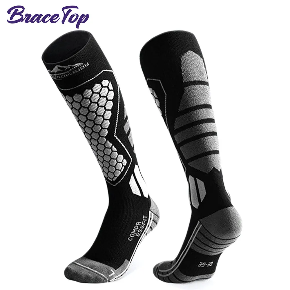 1 Pair Wool Thermal Ski Socks Thick Men Women Winter Long Warm Compression Socks for Hiking Snowboarding Climbing Sports